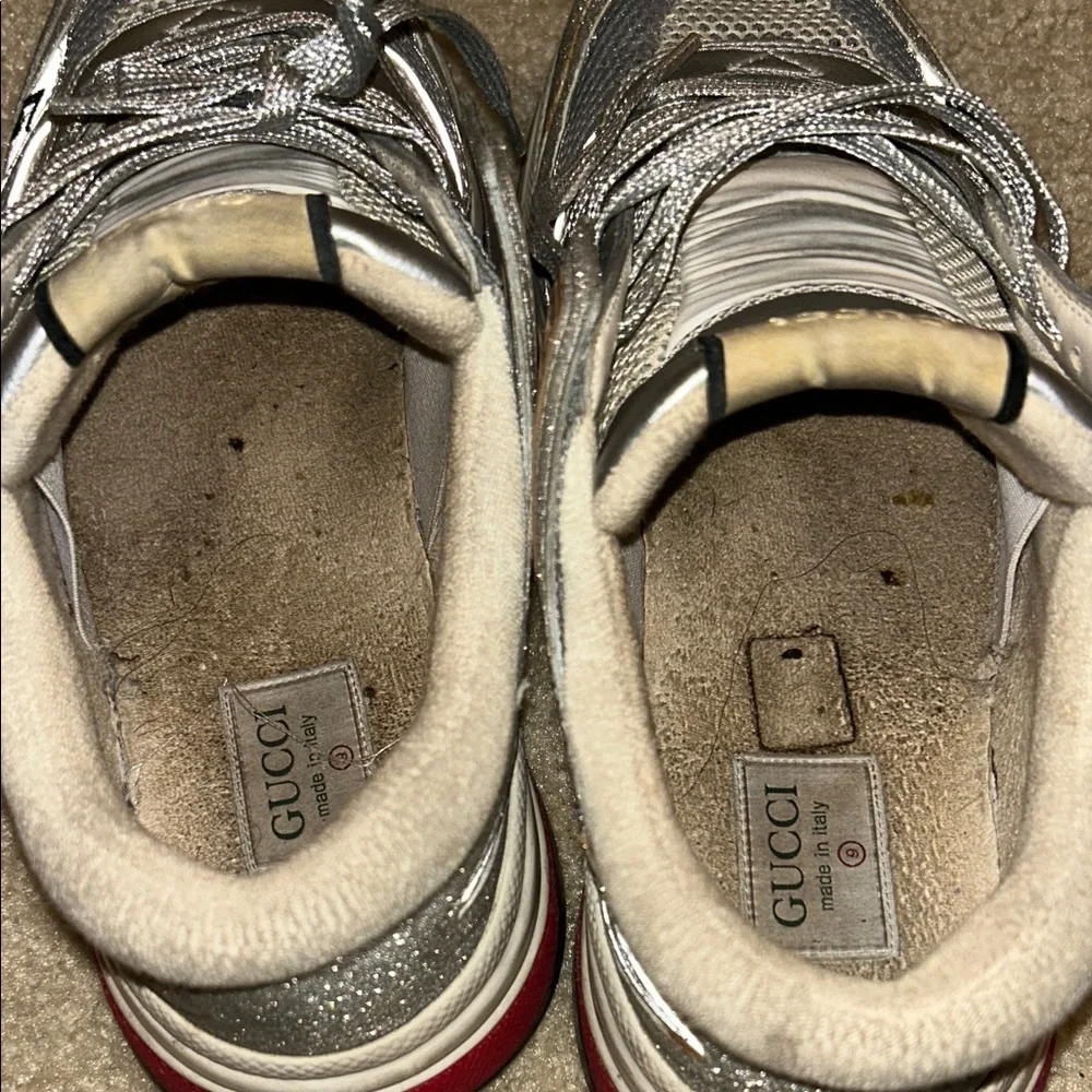 Gucci Ultra Pace Glitter Extravagent Silver and Gray Lightup Sneakers